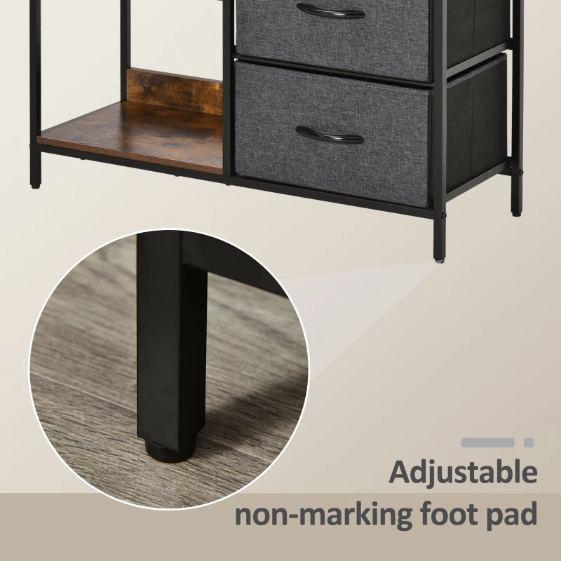 HOMCOM Chest of Drawers Storage  Dresser Cabinet Organizer with 3 Fabric Drawers and 2 Display Shelves for Living Room, Bedroom, Hallway, Black