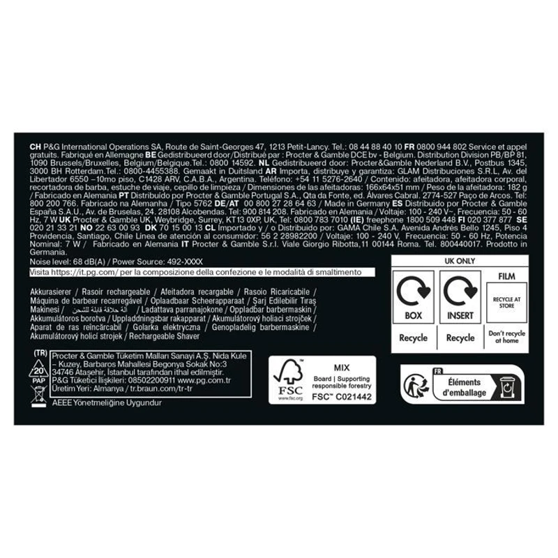 Rasoir électrique BRAUN Series 6 - Noir - Autonomie 60 minutes - Charge rapide 5 minutes