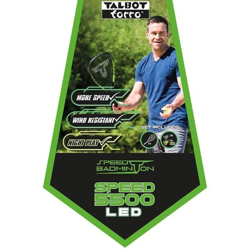 Raquette de Badminton TALBOT TORRO Speed 5500 - Aluminium - 56,5 cm de long - Profil de cadre 17,3 mm - 170 g - Cordage durable