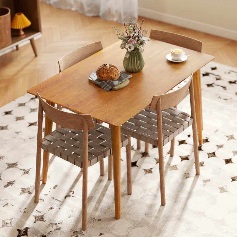 HOMCOM Table de salle à manger design grand plateau 4-6 personnes en bois dim. 120L x 75l x 76H cm