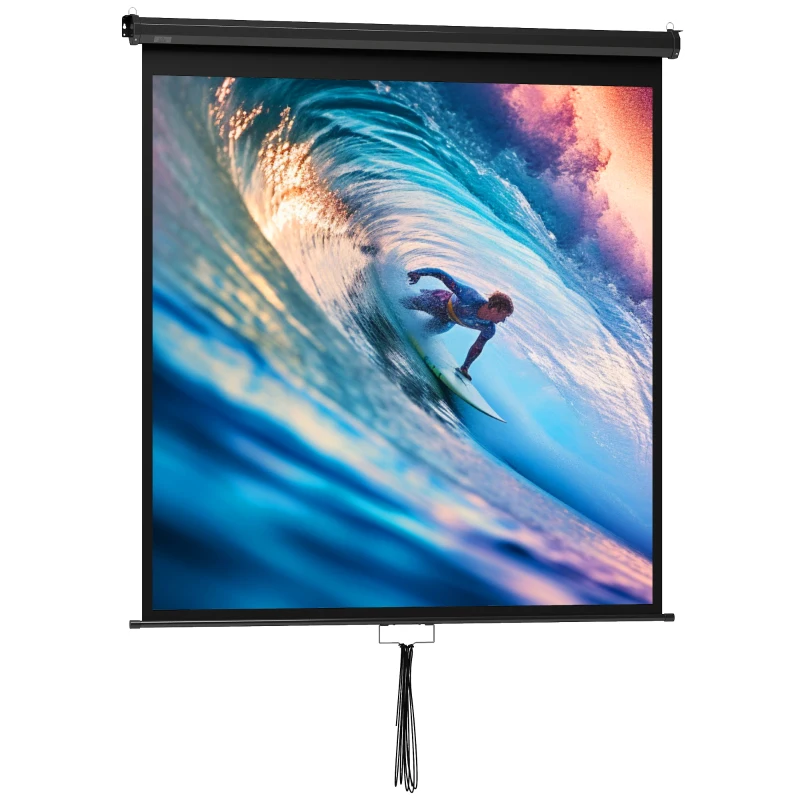 HOMCOM Écran de projection TV et Home Cinema de 85 Pouces vidéo projecteur 1:1 4K HD, 146L x 146H cm