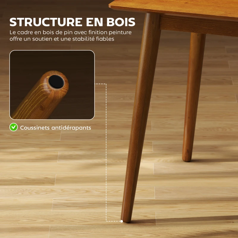 HOMCOM Table de salle à manger design grand plateau 4-6 personnes en bois dim. 120L x 75l x 76H cm