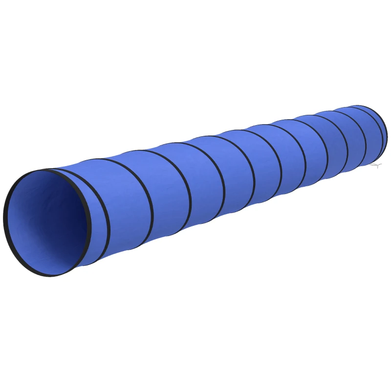 PawHut Dog Tunnel, 500 x 60 cm, Foldable Play Tunnel with 6 Pegs and Bag, Tear-Resistant Outdoor Dog Agility Equipment, Blue