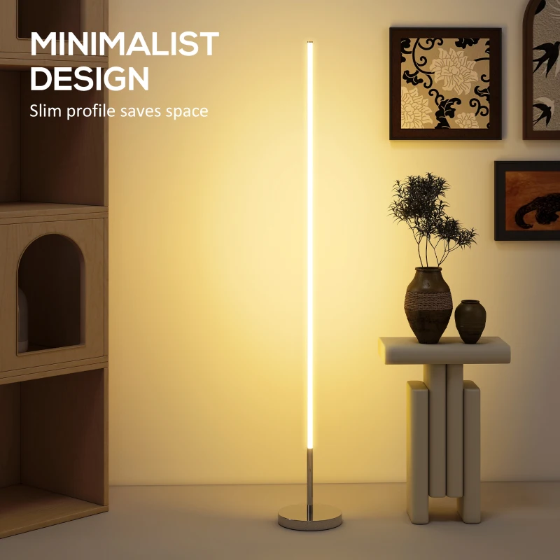 HOMCOM Lampă de Podea LED Reglabilă cu Telecomandă de 150cm Înălțime, Argintiu