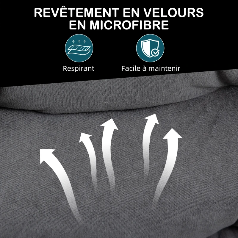 HOMCOM Fauteuil relax fauteuil salon design capitonné inclinaison dossier réglable pivotant 360° revêtement lin gris chiné