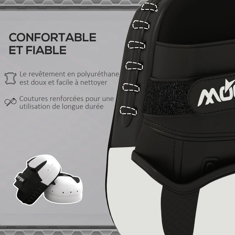 SPORTNOW Pattes d'ours boxe avec couvre-doigts pour Muay Thai Kickboxing Arts Martiaux MMA 24 x 19 x 4 cm blanc