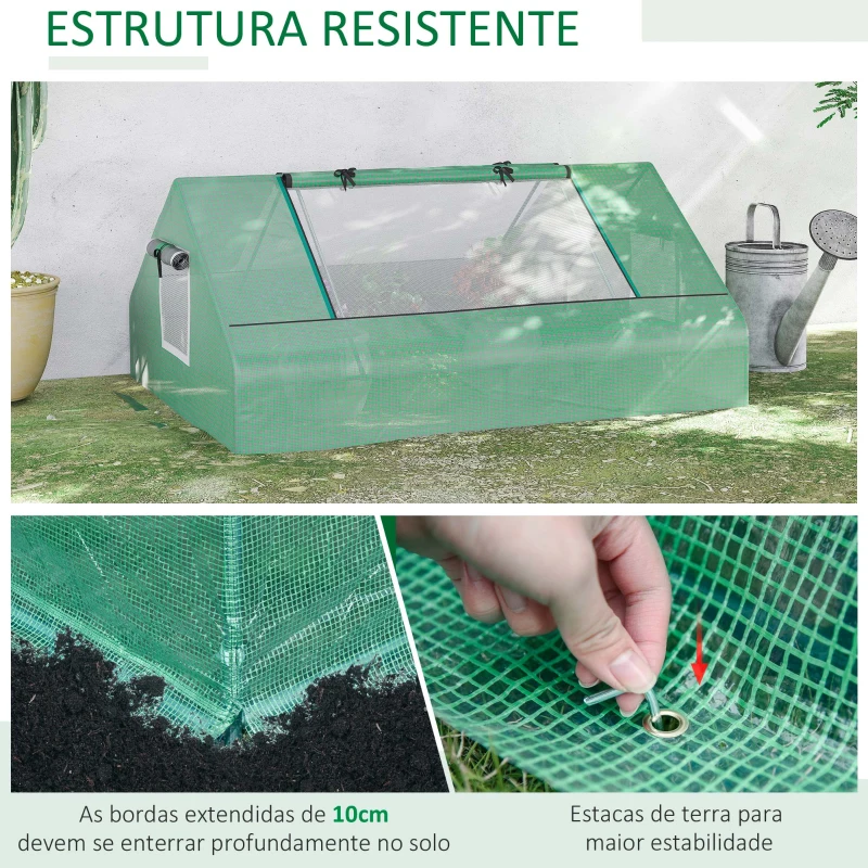 Outsunny Estufa Pequena para Cultivo com 4 Janelas Enroláveis, Estrutura de Aço e Cobertura PE Anti-UV 180x140x80 cm Verde