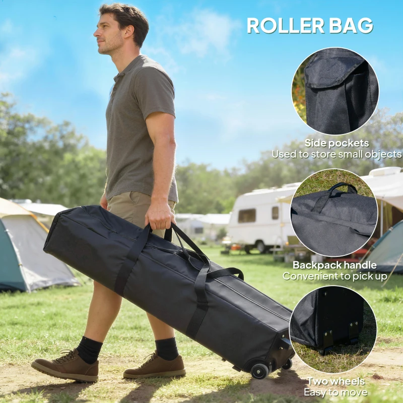 Outsunny 3.6 x 3.6 m Pop up Gazebo with Netting, Height Adjustable Party Tent Instant Canopy Sun Shade Shelter, Khaki