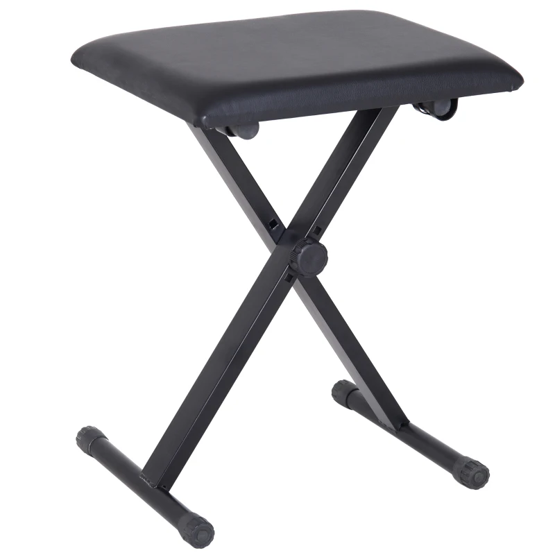 HOMCOM Tabouret piano pliable, banc piano réglable en hauteur de 37 à 47 cm, siège rembourré en PU et pieds en métal antidérapants, charge 100 kg, noir
