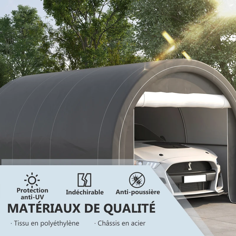 Outsunny Tente de garage résistant à l'eau protection UV UPF 30 + parois latéraux amovibles 5 x 3 m gris(m-4)