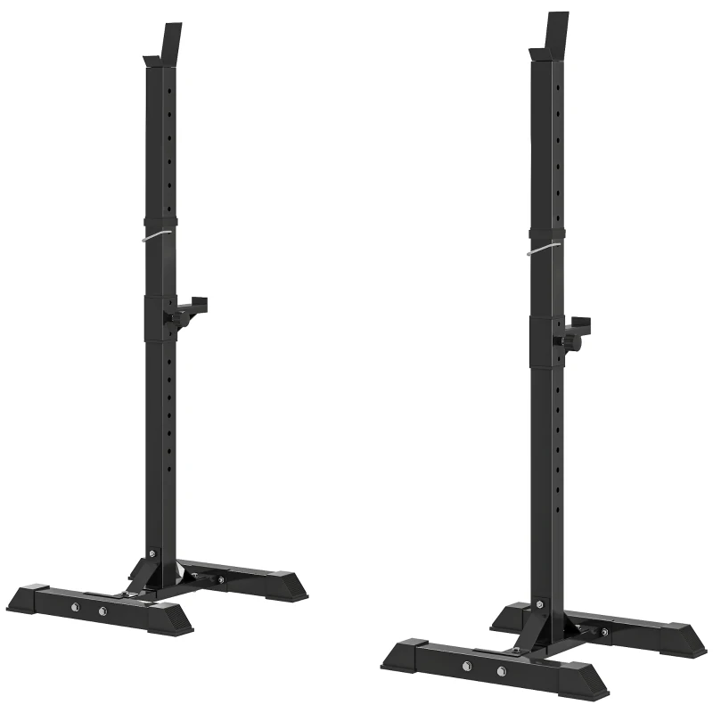 HOMCOM Soporte Barras Pesas de Acero con Altura Ajustable en 12 Niveles Carga Máx. 150 kg 50x49x124-154 cm Negro