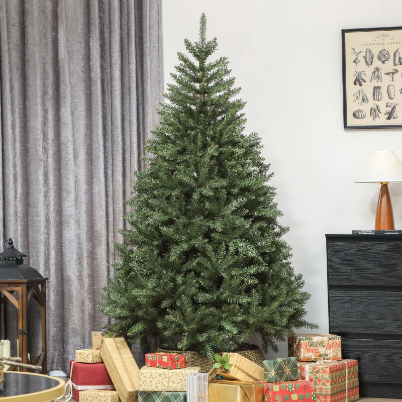 HOMCOM Sapin de Noël artificiel 180 cm, arbre de Noël réaliste avec 1687 pointes de branche articulée, support en métal, vert