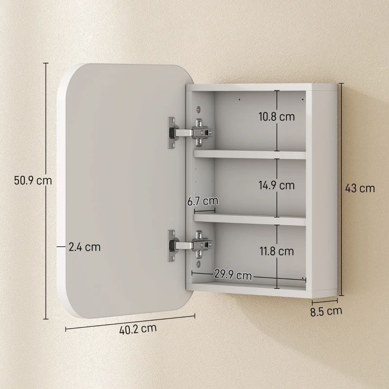 HOMCOM Bathroom Medicine Cabinet with Mirror, Bathroom Wall Cabinet with Adjustable Shelves, Soft Close Hinges, White