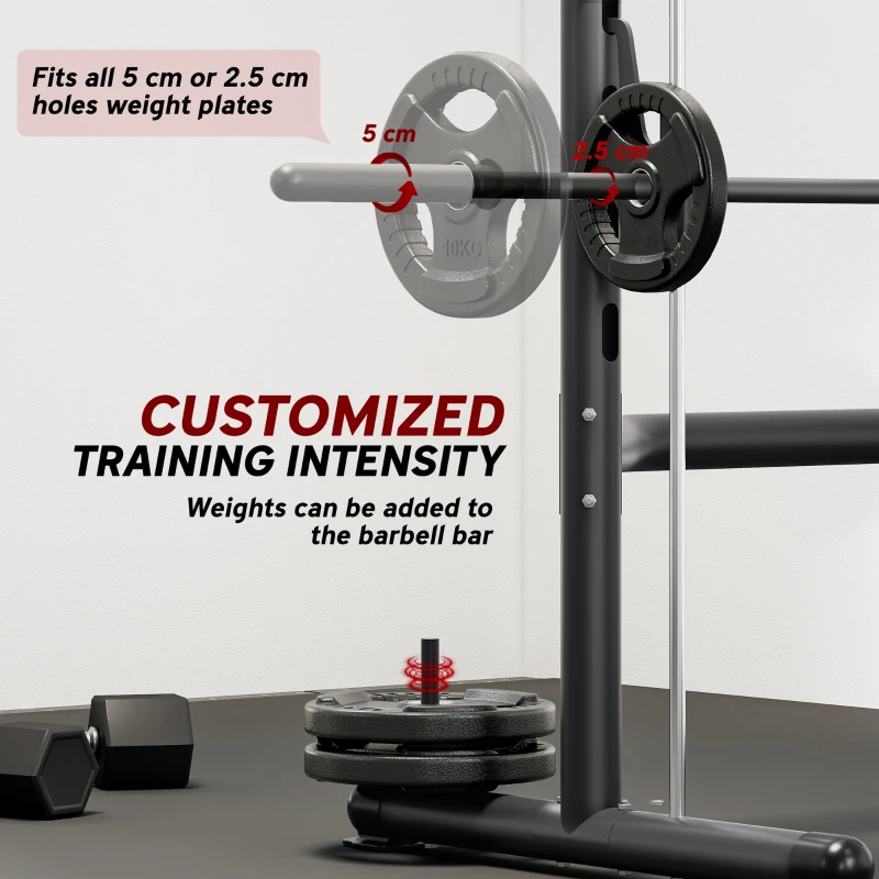 HOMCOM Adjustable Squat Rack, with Pull Up Bar, Barbell Bar for Home Gym