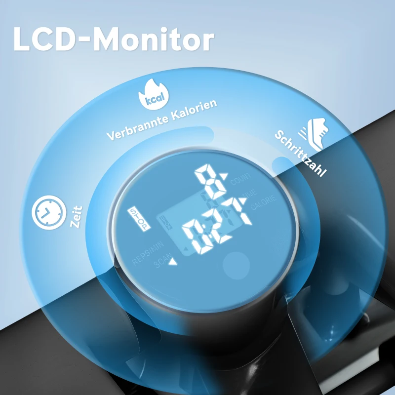 SPORTNOW Mini-Stepper, Kompaktes Stepper-Gerät für Workout, Fitness-Stepper mit LCD-Monitor und rutschfesten Pedalen, Schwarz