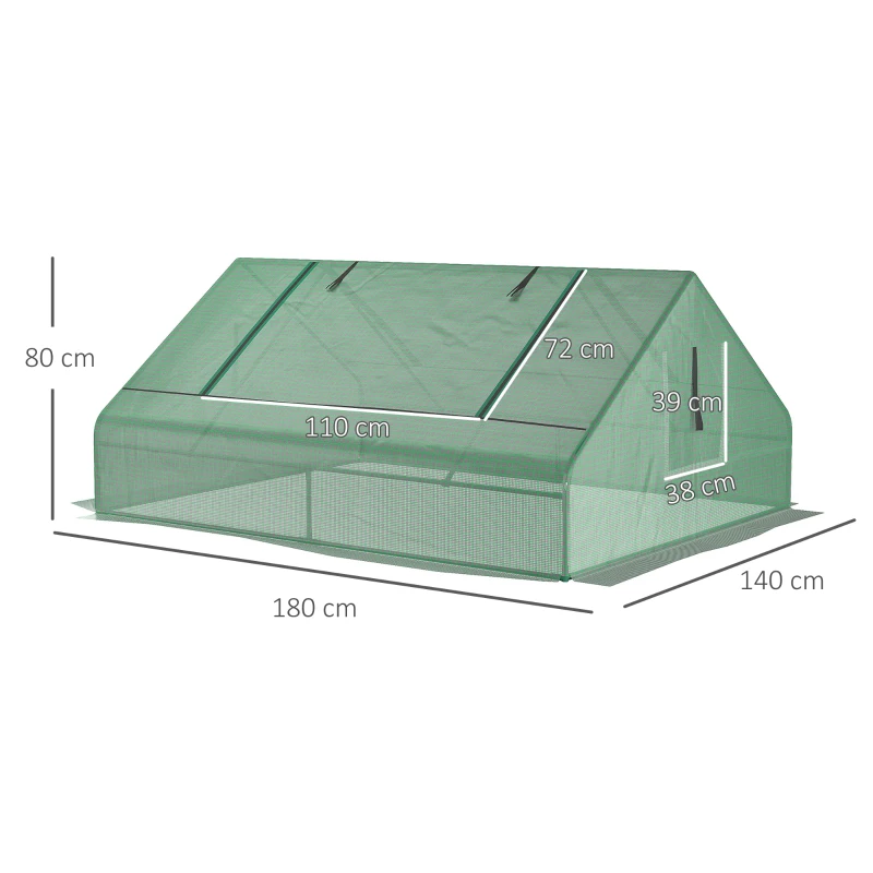 Outsunny Estufa Pequena para Cultivo com 4 Janelas Enroláveis, Estrutura de Aço e Cobertura PE Anti-UV 180x140x80 cm Verde