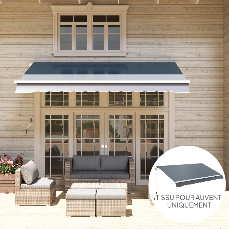 Outsunny Toile de Rechange Store Banne avec Lambrequin, Déperlante, Toile de Remplacement pour Store, Compatible 3 x 2,5 m, Gris