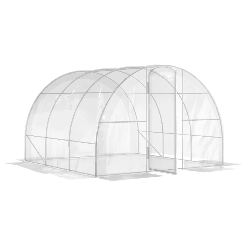 Outsunny Serre de jardin tunnel 3 x 3 x 2 m 9 m² avec porte à charnières bâche en PE 150 g/m² pour Légumes Plantes Fleurs