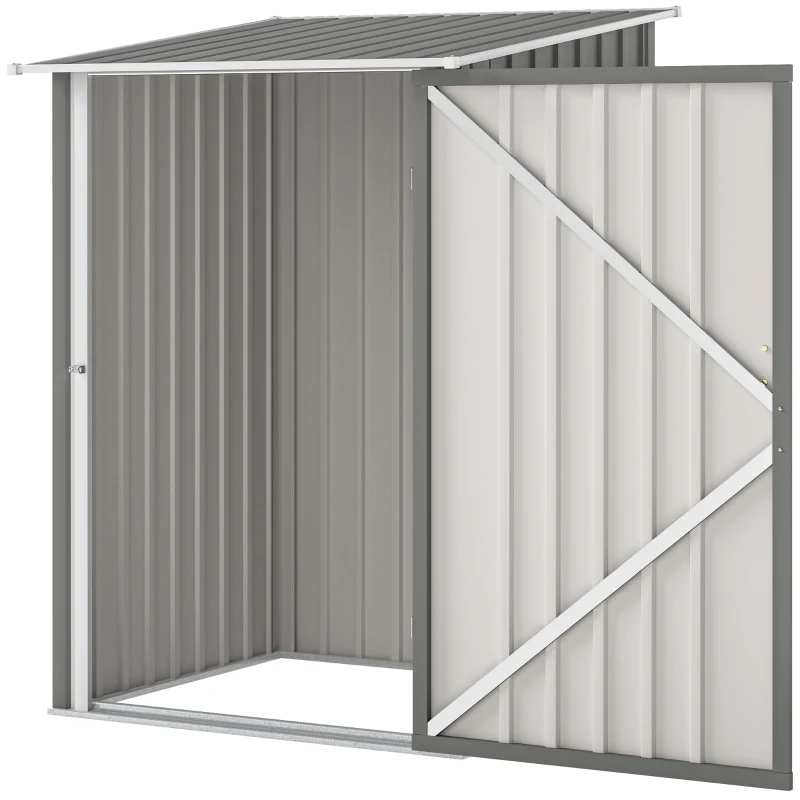Outsunny Caseta de Jardim 0.92m² em Aço Galvanizado, Abrigo para Ferramentas com Porta Batente Trancável, Telhado Inclinado, 100x104x160 cm, Cinzento