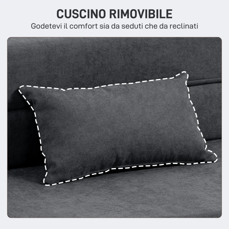 HOMCOM Poltrona Letto Pieghevole Convertibile in Chaise Longue e Materasso, 80x80x64 cm, Grigio Scuro