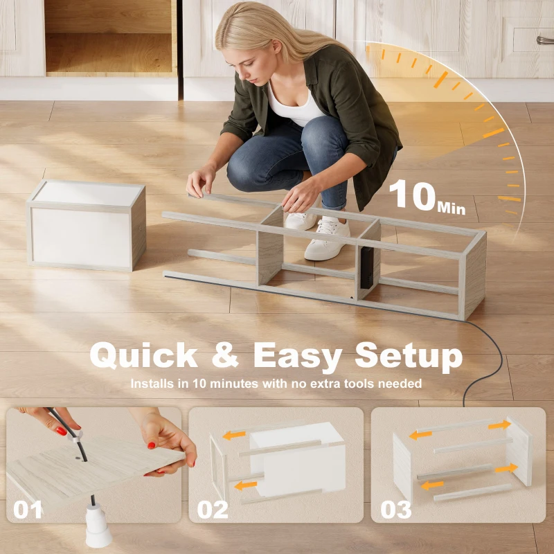 HOMCOM Stehlampe mit Ablagen, einstellbares Licht, Fußschalter und USB-Anschlüsse, Weiß und Eiche