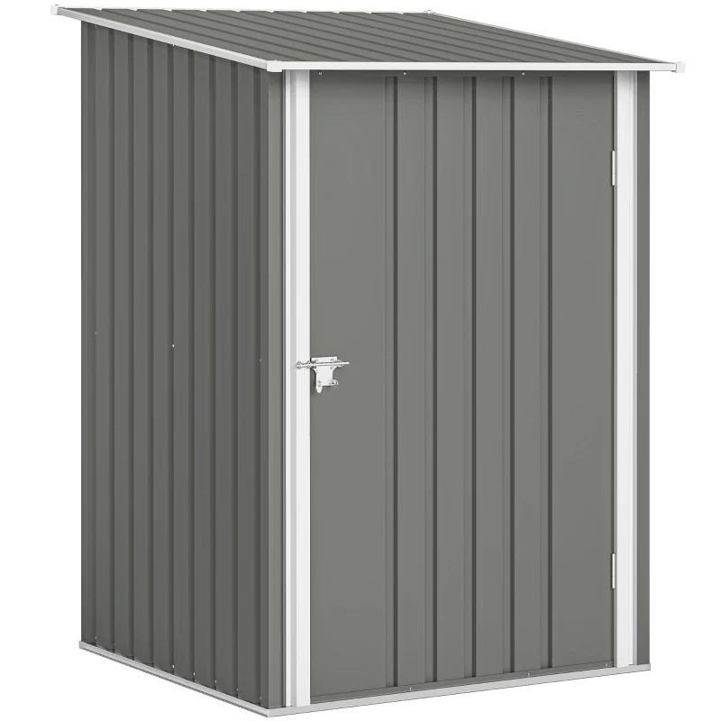 Outsunny Caseta de Jardín Metálica 0,92 m² con Puerta con Cerradura, 100x104x160 cm, Gris