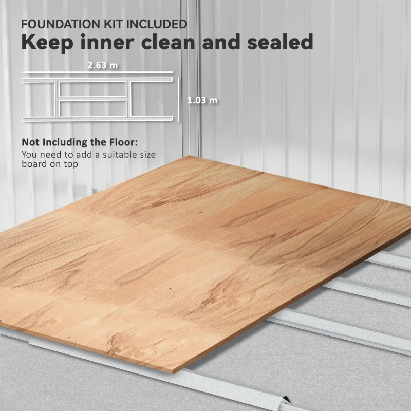 Outsunny Casetta da Giardino 5m² in Acciaio Zincato con Prese d'Aria, Tetto Inclinato, Doppia Porta Scorrevole Bloccabile, Grigio Argento