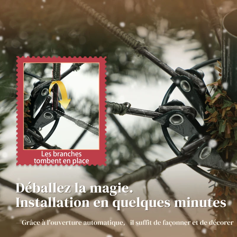 HOMCOM Sapin de Noël artificiel 180 cm, arbre de Noël réaliste avec 1687 pointes de branche articulée, support en métal, vert