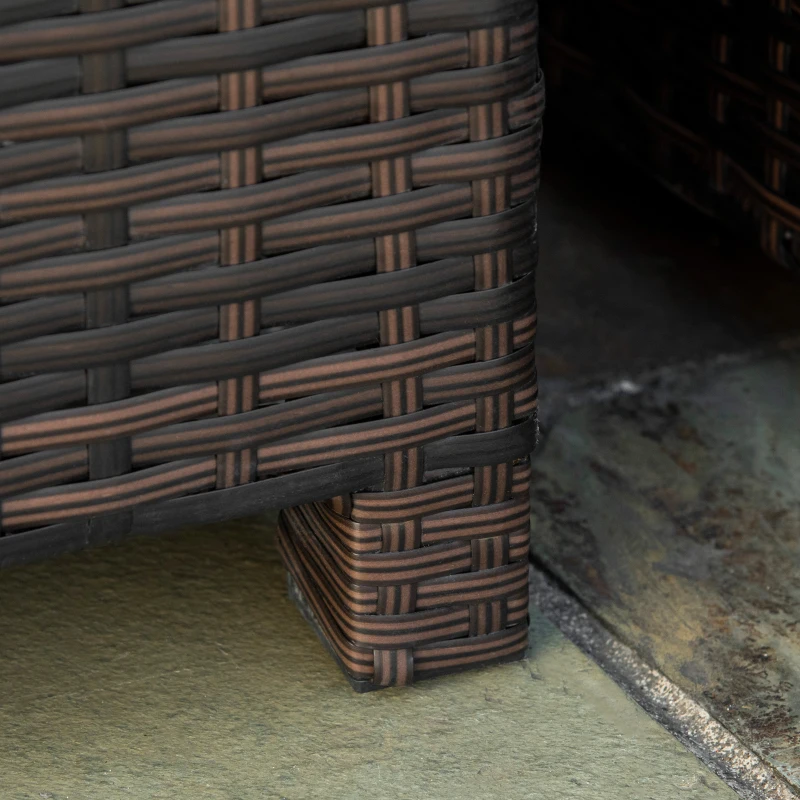 Outsunny Table Basse de Jardin Plateau Verre trempé 5 mm rotin tressé 85 x 50 x 39cm Max. 50 kg Marron