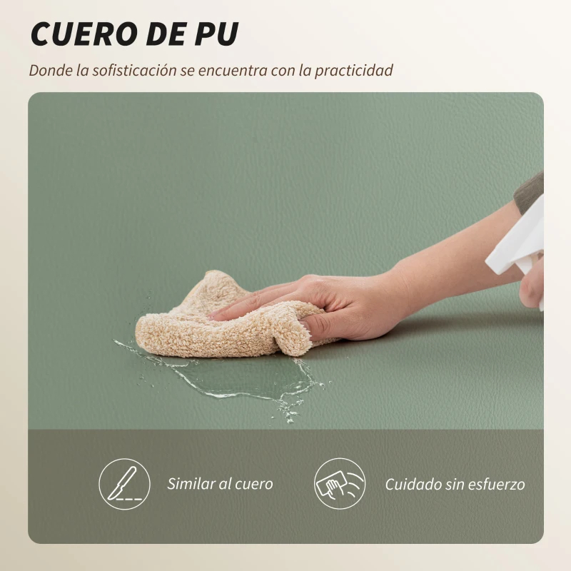 HOMCOM Silla de Escritorio con Reposapiés Respaldo Reclinable Alto Acolchado Grueso Tapizada en Cuero Sintético Ruedas Verde