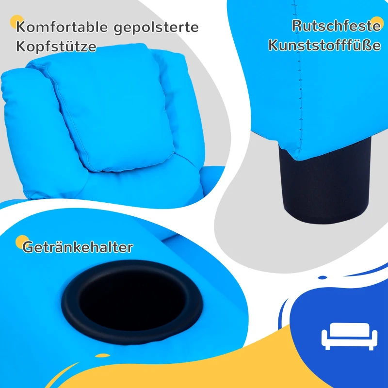 HOMCOM kinderfauteuil, mini-fauteuil, kinderbank voor 3-6 jaar, blauw(m-5)