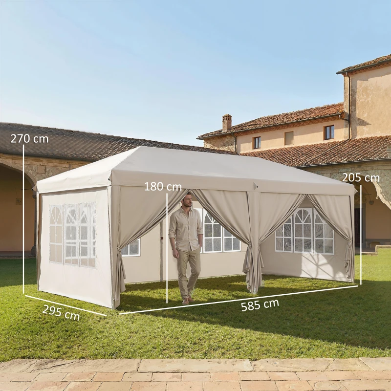 Outsunny Tonelă de grădină exterioară 6x3 m tonelă pliabilă cu panouri anti-UV înălțime reglabilă cu sac de transport bej