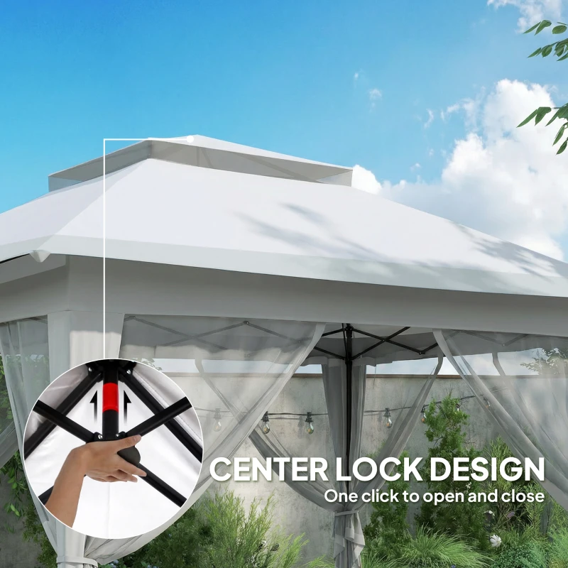 Outsunny 3.6 x 3.6 m Pop-Up Gazebo with Netting and Carry Bag - Height Adjustable Party Tent, Instant Canopy Sun Shade Shelter, Grey