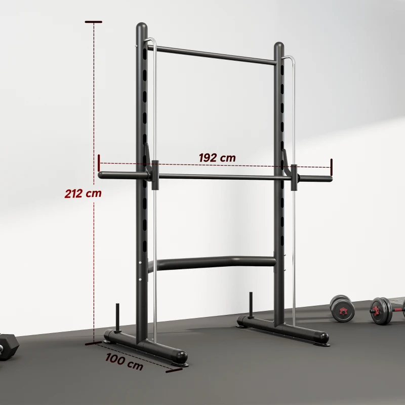 HOMCOM Adjustable Squat Rack, with Pull Up Bar, Barbell Bar for Home Gym