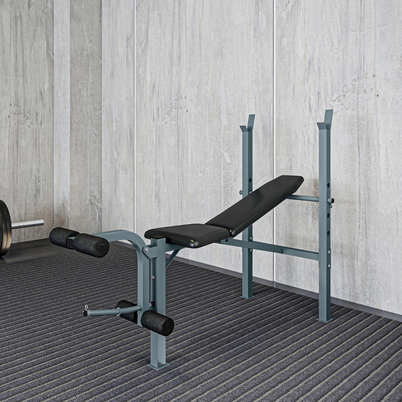 HOMCOM Banc de musculation Fitness banc d'haltérophilie entrainement complet dossier réglable curler