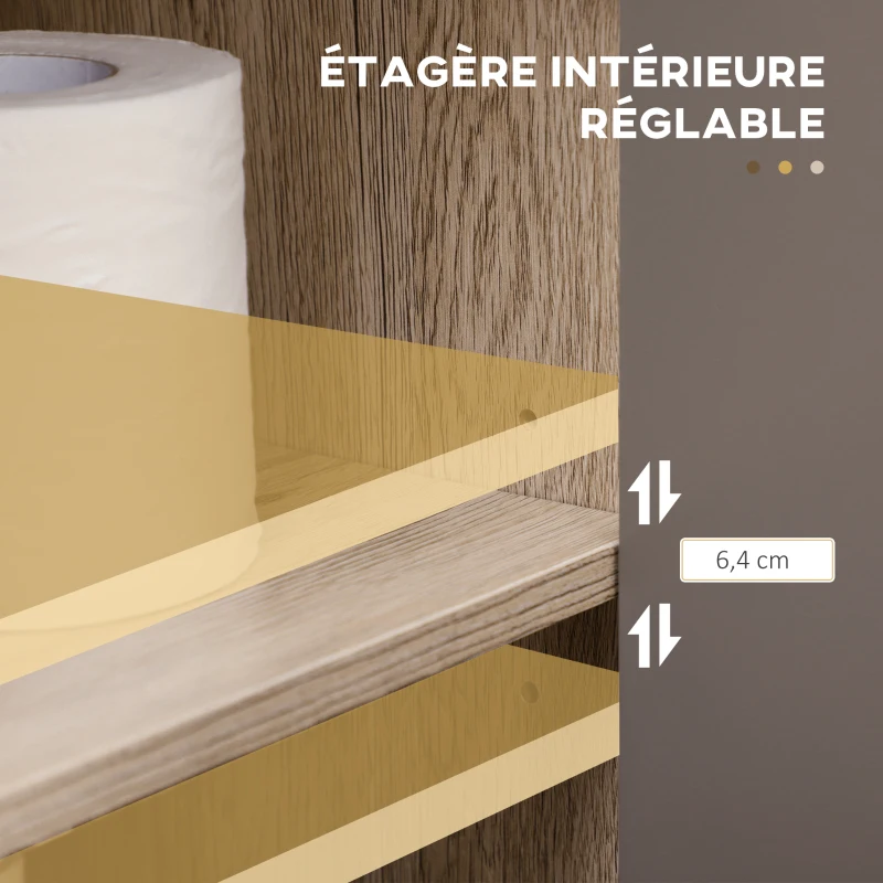 HOMCOM Meuble salle de bain sous Lavabo - meuble sous-vasque - placard 2 portes avec étagère - dim. 60L x 30l x 59,8H cm - panneaux particules chêne clair gris