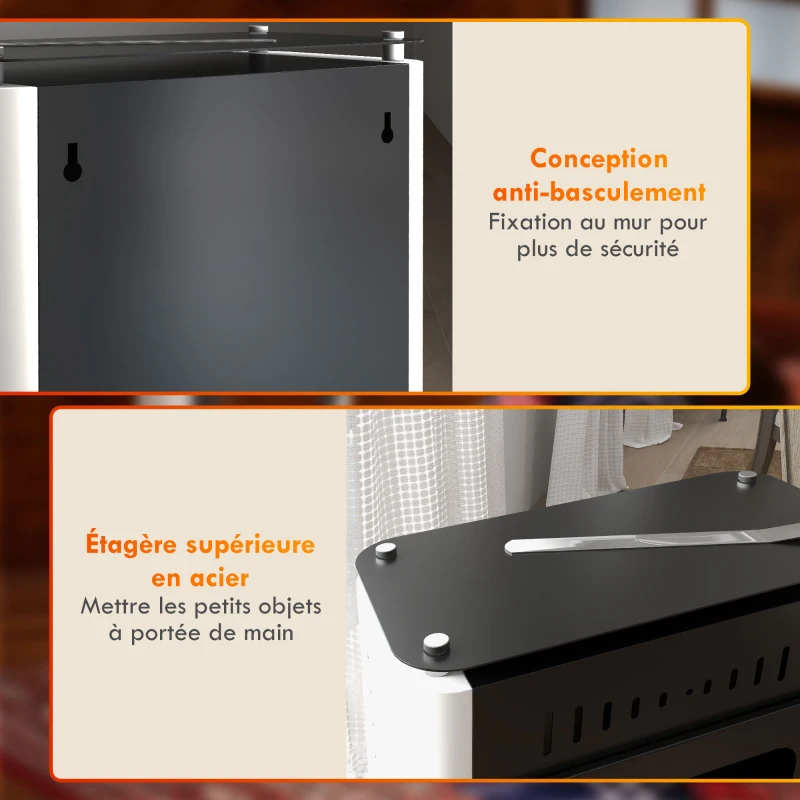 HOMCOM Cheminée poêle à éthanol avec réservoir 1,2L 3h de durée de combustion couverture 20 à 25 m² 50 x 27 x 82 cm noir(m-6)