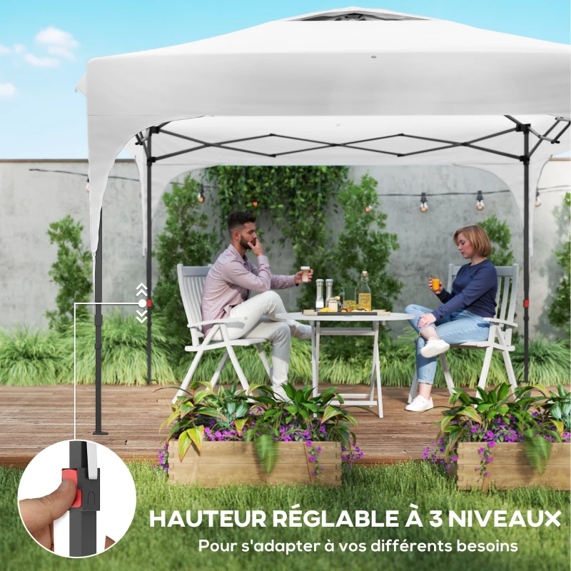 Outsunny Tonnelle tente barnum de jardin pliant avec paroi latérale amovible + sac de transport acier tissu Oxford