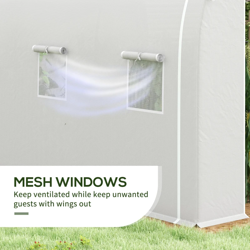 Outsunny 296 x 196cm Steel Frame Polytunnel Greenhouse - White