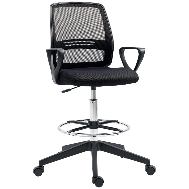 Vinsetto Fauteuil de bureau chaise de bureau assise haute réglable tabouret de bureau pivotant 360° maille respirante