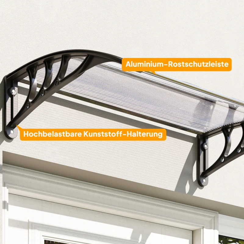 Outsunny® luifel voordeurluifel 120 x 80 cm luifel overkapping polycarbonaat transparant | Aosom.de(m-8)
