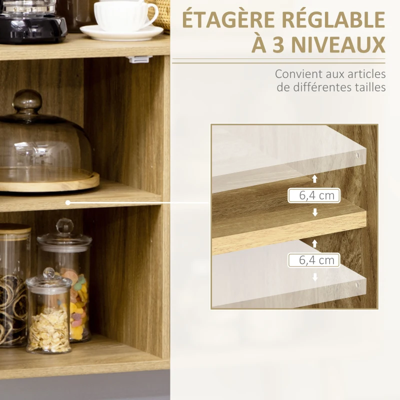 HOMCOM Meuble de rangement buffet 1 porte cannage effet bois - dim. 80L x 39l x 70H cm