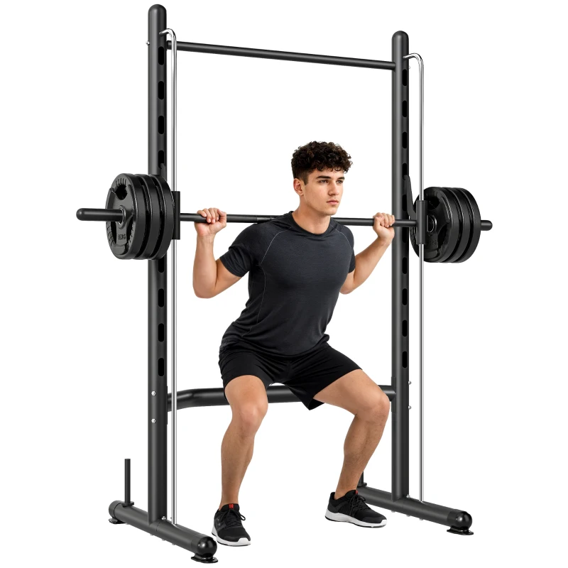 HOMCOM Adjustable Squat Rack, with Pull Up Bar, Barbell Bar for Home Gym