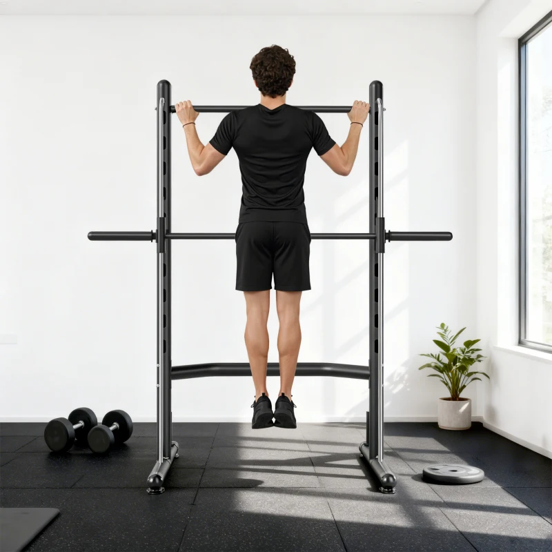 HOMCOM Adjustable Squat Rack, with Pull Up Bar, Barbell Bar for Home Gym