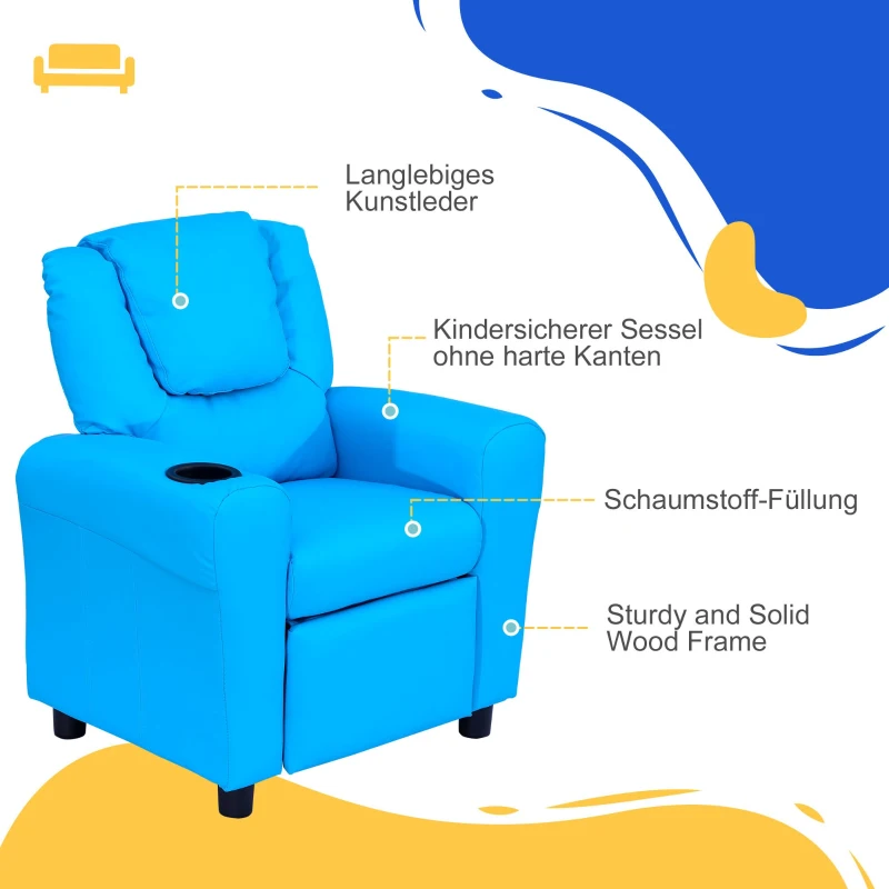 HOMCOM kinderfauteuil, mini-fauteuil, kinderbank voor 3-6 jaar, blauw(m-7)