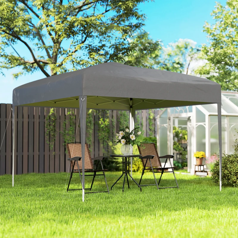 Outsunny Tonelă pop-up barnum de grădină pliabil anti-UV + sac de transport oțel Oxford 2,95 x 2,95 x 2,55 m gri