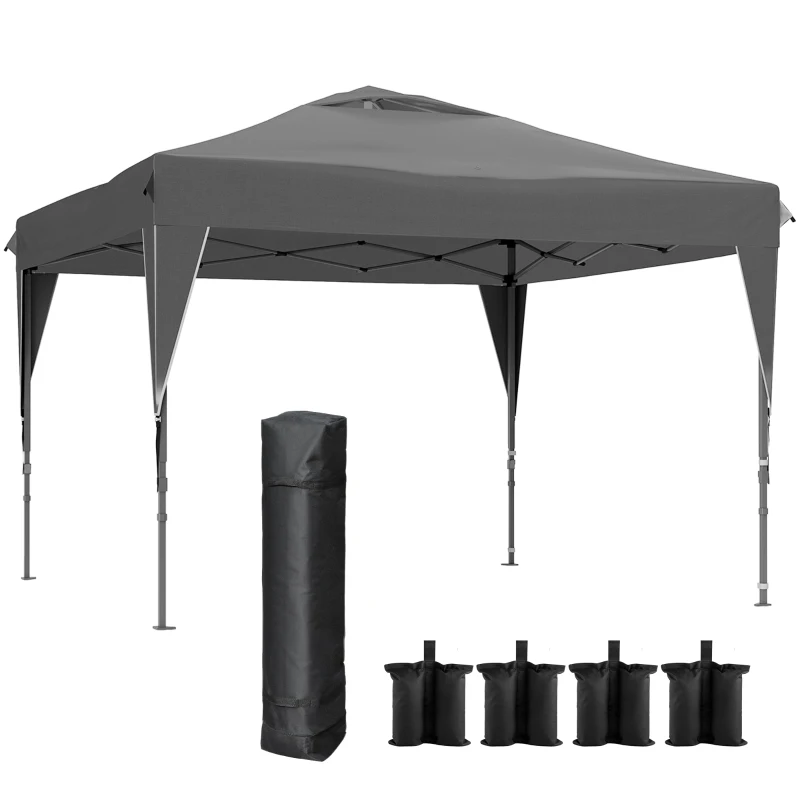 Outsunny Tonnelă/cort barnum de grădină pliant cu panou lateral detașabil + sac de transport, cadru oțel, țesătură Oxford