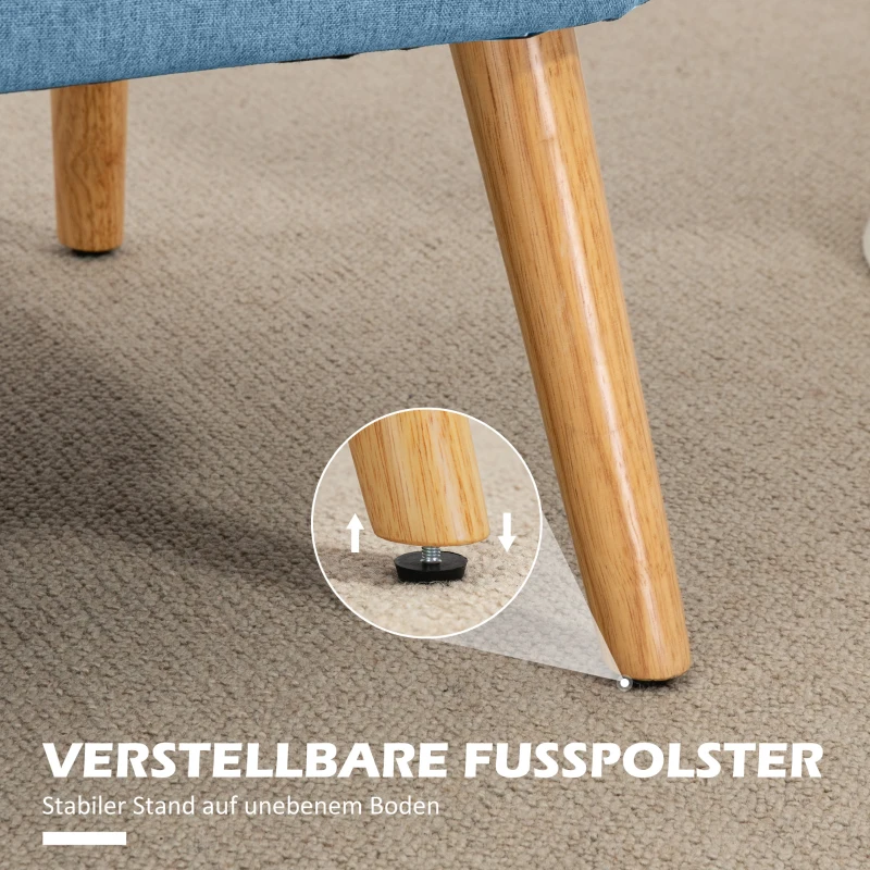 HOMCOM 2-Sitzer Sofa, weiche Polsterung, pflegeleichter Bezug, bis 220 kg, 117 x 56,5 x 77 cm, Blau