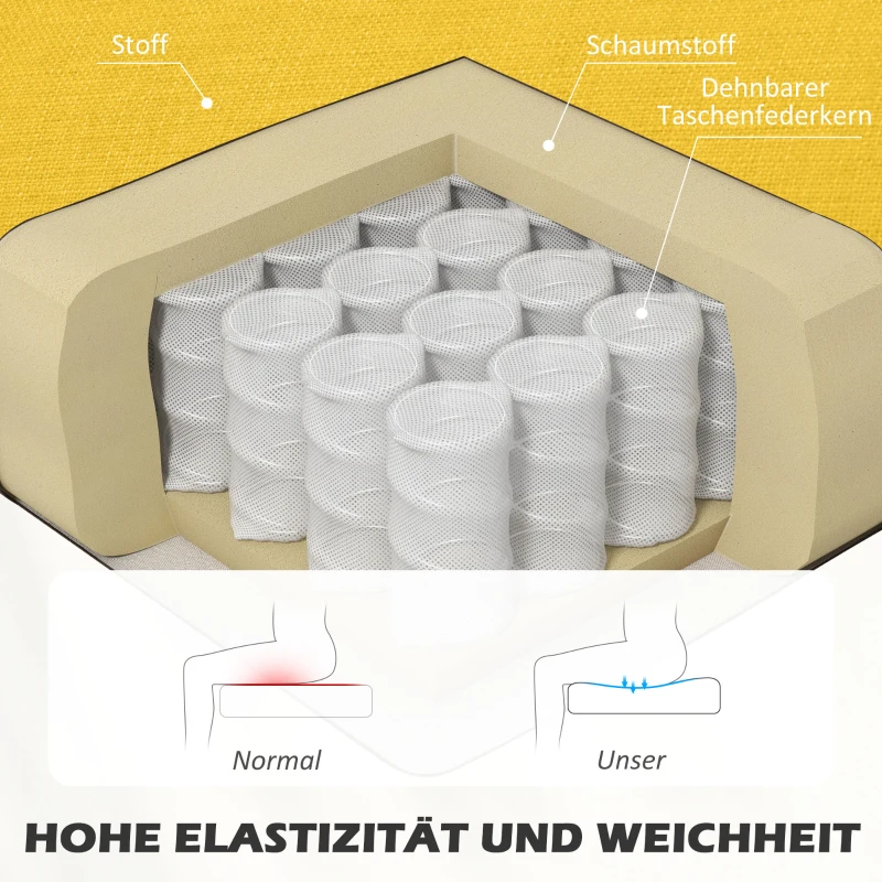 HOMCOM 2-Sitzer Sofa, weiche Polsterung, pflegeleichter Bezug, bis 220 kg, 117 x 56,5 x 77 cm, Gelb