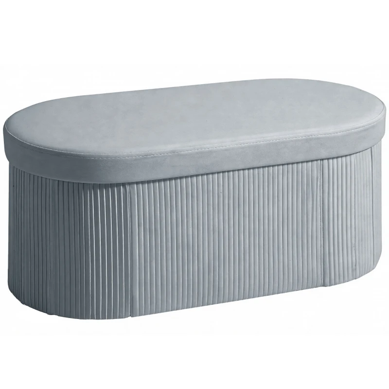HOMCOM Banquette de rangement pliable Banquette rembourrée effet velours pour salon 76 x 38 x 35 cm Dunkelgrau